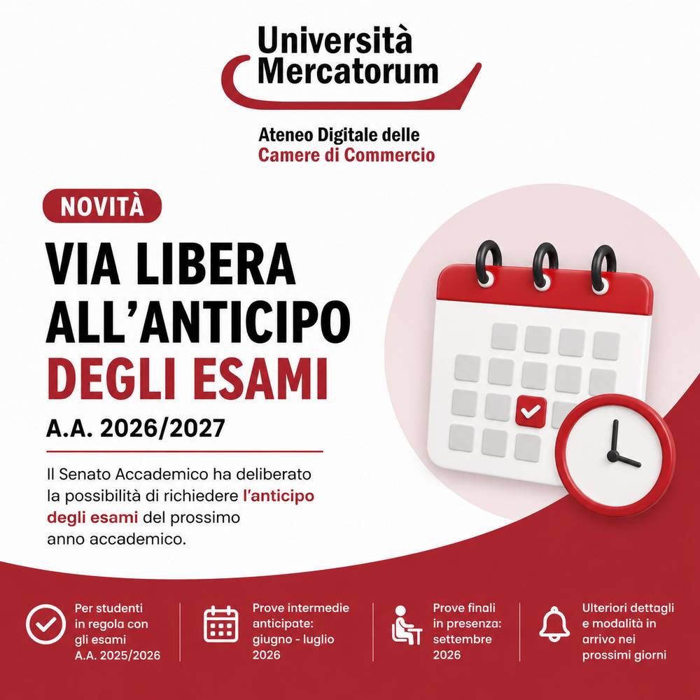 Al momento stai visualizzando Mercatorum: via libera all’anticipo degli esami A.A. 2026/2027
