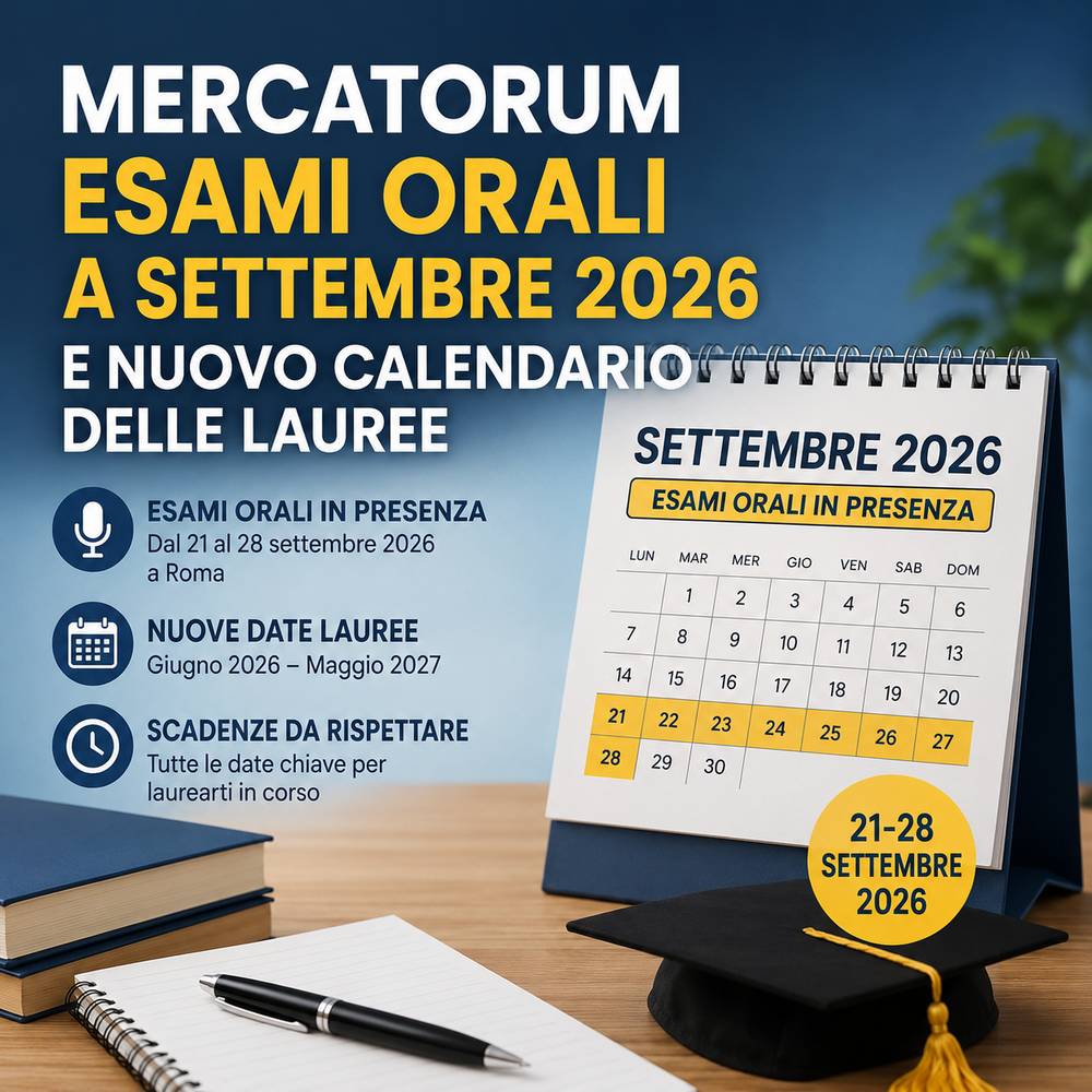 Al momento stai visualizzando Mercatorum: esami orali a settembre 2026 e nuovo calendario delle sessioni di laurea