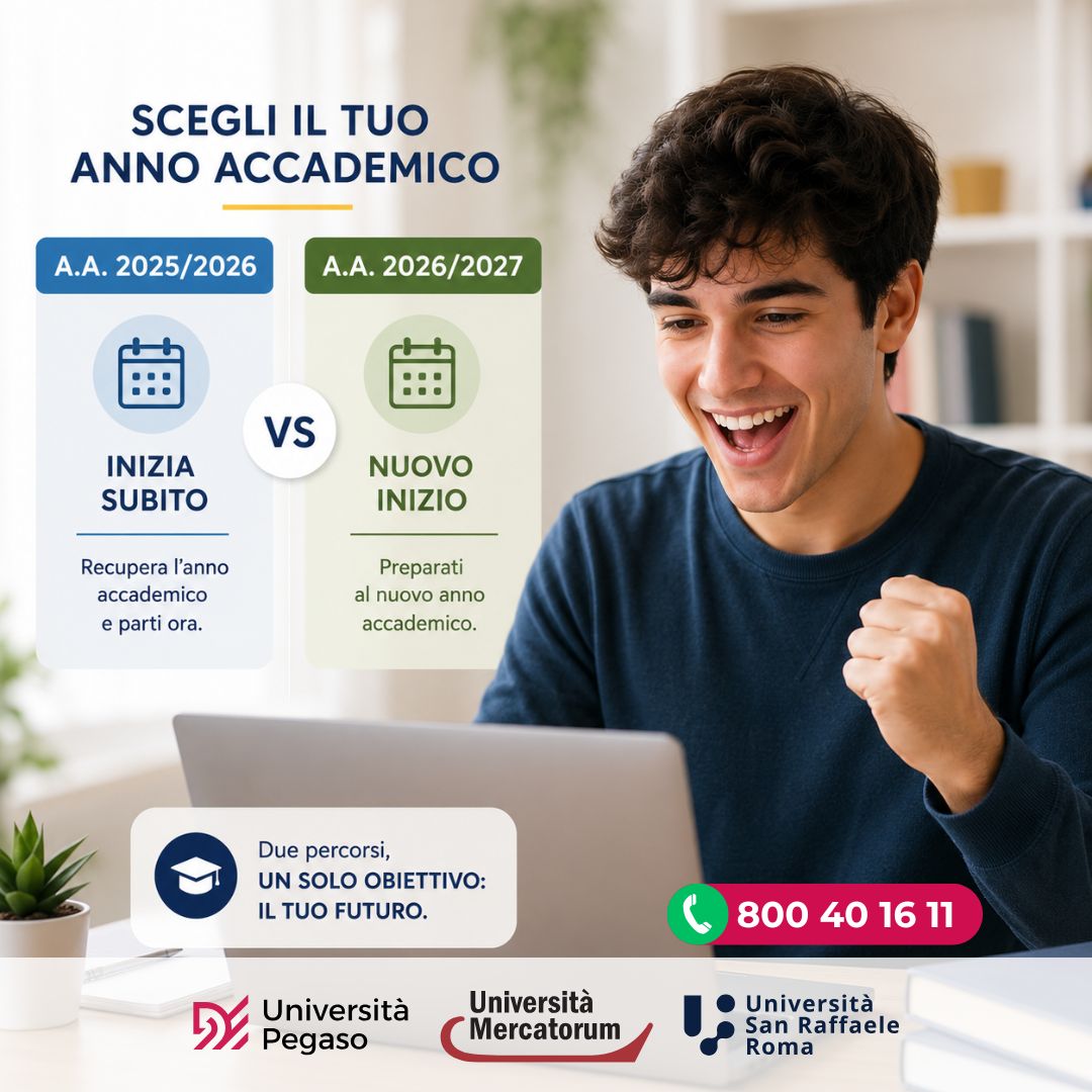 Al momento stai visualizzando Università Telematiche: iscriversi all’A.A. 2025/2026 o 2026/2027? Guida Pegaso, Mercatorum e San Raffaele