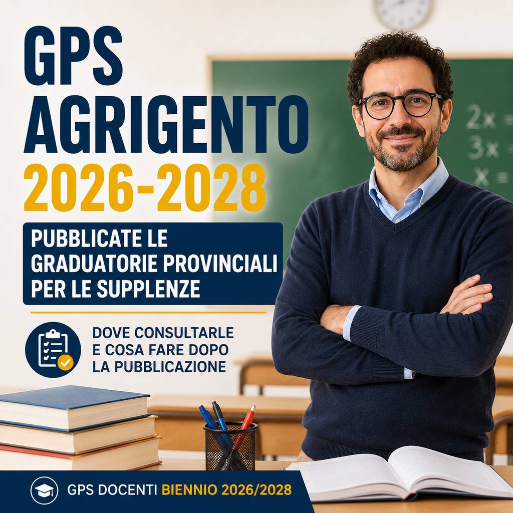Al momento stai visualizzando Graduatorie GPS Agrigento 2026-2028: pubblicate le graduatorie provinciali per le supplenze