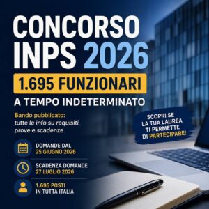 Scopri di più sull'articolo Concorso INPS 2026: pubblicato il bando per 1.695 funzionari a tempo indeterminato