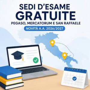 Scopri di più sull'articolo Sedi d’esame gratuite Pegaso, Mercatorum e San Raffaele: cosa cambia dall’Anno Accademico 2026/2027