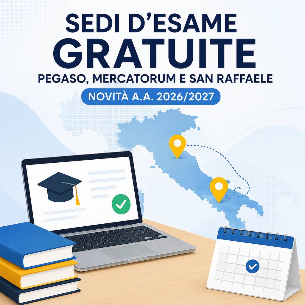 Al momento stai visualizzando Sedi d’esame gratuite Pegaso, Mercatorum e San Raffaele: cosa cambia dall’Anno Accademico 2026/2027