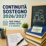 Continuità Sostegno 2026/2027: fase finale, nomine entro il 31 agosto