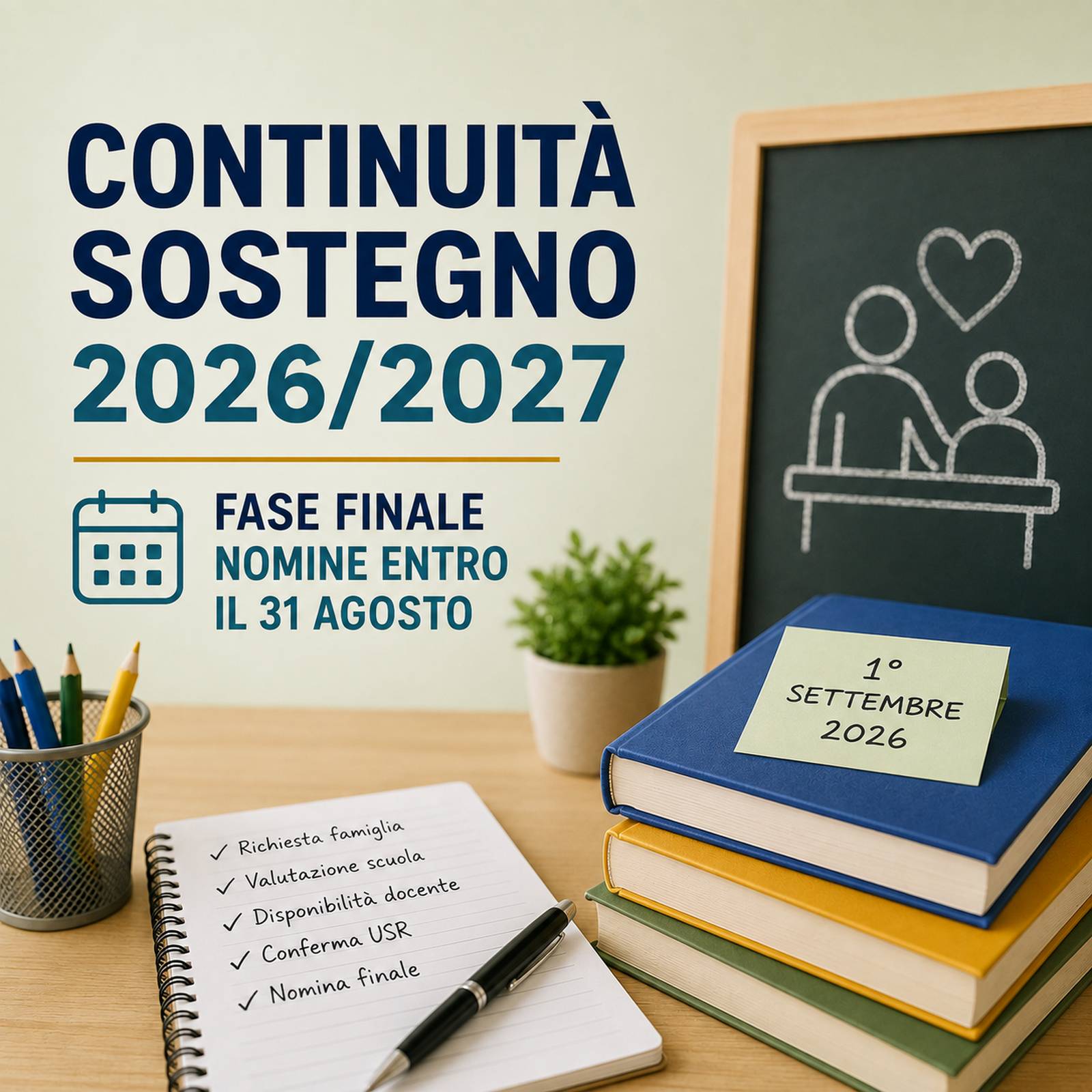 Al momento stai visualizzando Continuità Sostegno 2026/2027: da oggi la fase finale, nomine entro il 31 agosto
