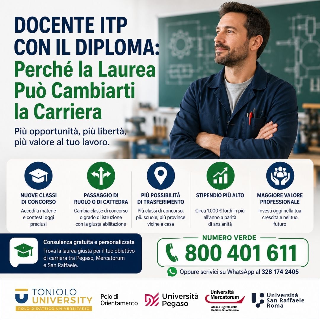 Al momento stai visualizzando Docente ITP con il Diploma: Perché la Laurea Può Cambiarti la Carriera