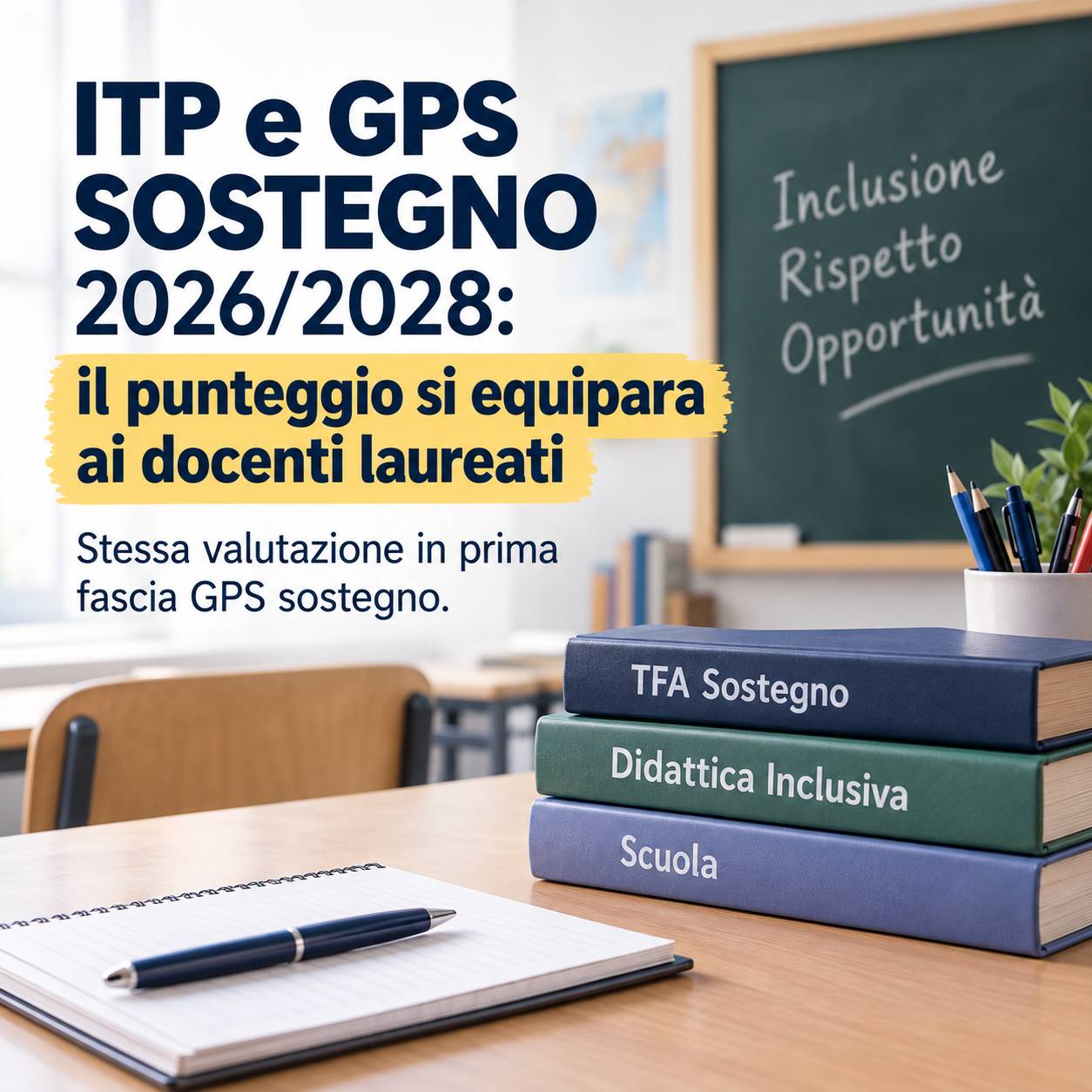 Al momento stai visualizzando ITP e GPS Sostegno 2026/2028: il punteggio si equipara ai docenti laureati