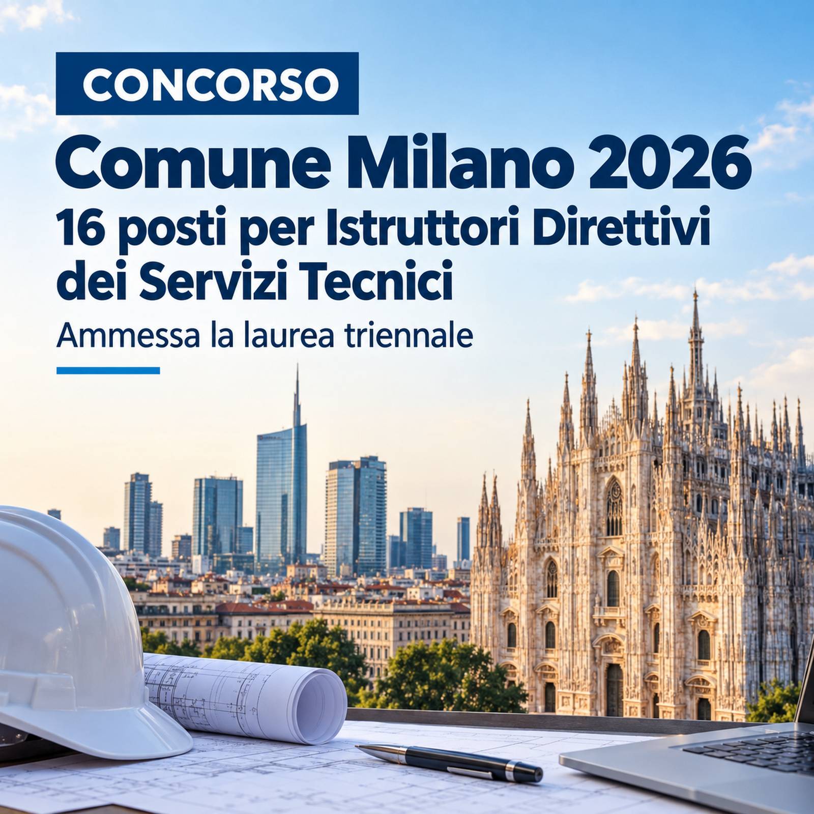 Al momento stai visualizzando Concorso Comune di Milano 2026: 16 posti per Istruttori Direttivi dei Servizi Tecnici, ammessa la laurea triennale