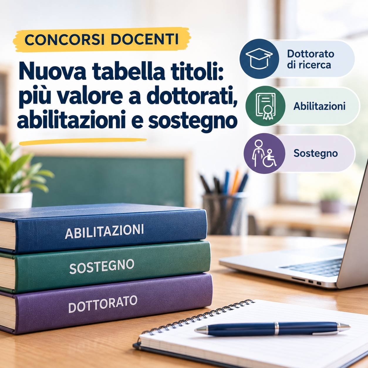 Al momento stai visualizzando Concorsi Docenti: Cambia la Tabella Titoli, Più Peso a Dottorati, Abilitazioni e Sostegno