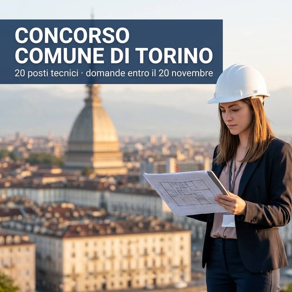 Al momento stai visualizzando Concorso Comune di Torino 2026: 20 posti tecnici, requisiti