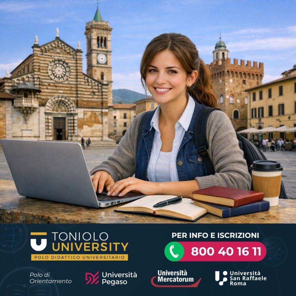 UniPegaso Prato con il Polo Toniolo University: orientamento gratuito, valutazione CFU, assistenza all'iscrizione e Numero Verde 800 40 16 11.
