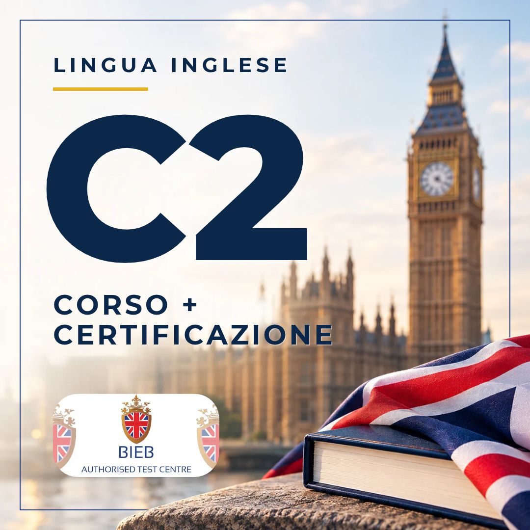 Corso di Inglese C2 online con certificazione ESOL British Institutes. 50 lezioni, materiale didattico e preparazione all'esame di livello avanzato.